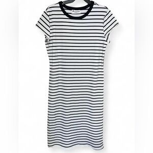 NWT No Boundaries White and Black Striped Dress with Left Side Slit Size XL